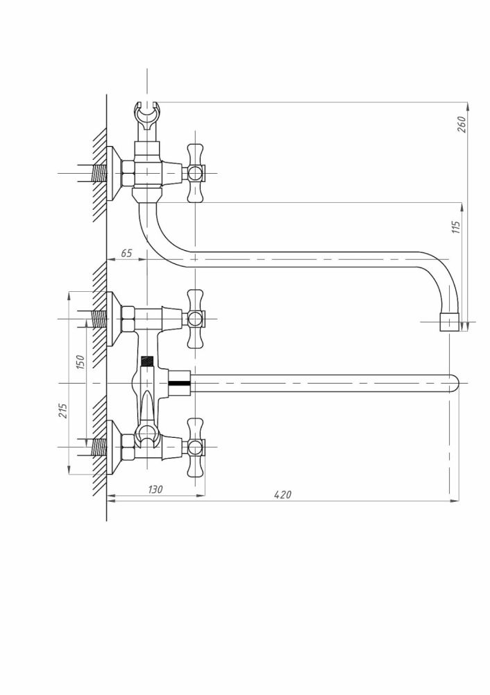 Смеситель для ванны с душем FAUZT FZs-511-07 тип См-ВУДРНШлА, артикул FZs-511-07