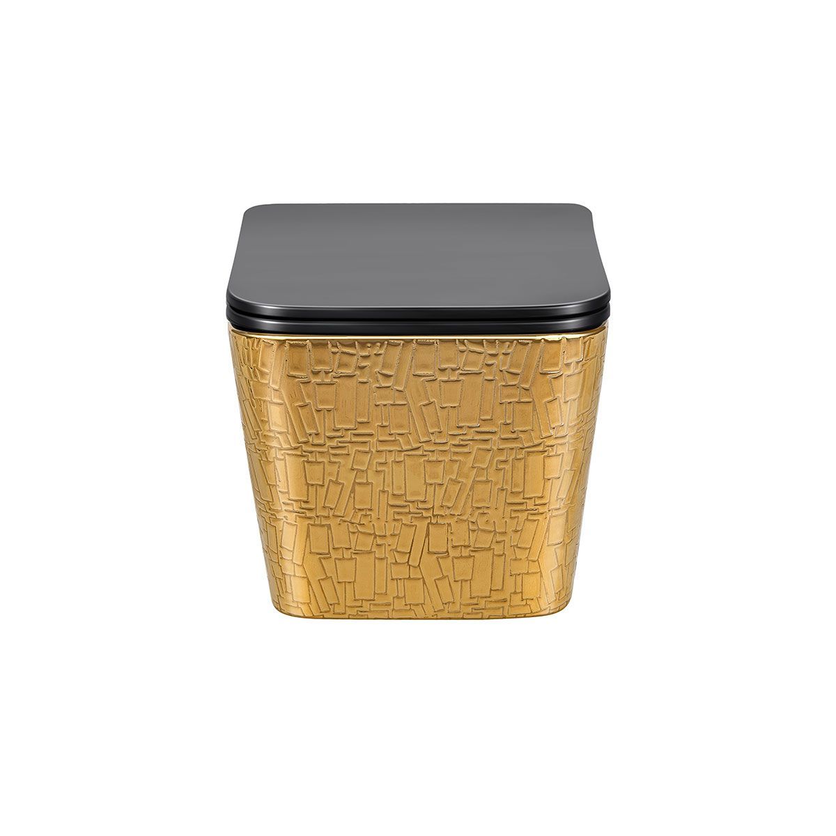 Унитаз подвесной Q-Line VT1-12G1B безободковый, цвет золото/черный, ультратонкое soft-close сиденье