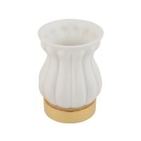 OLIVIA Стакан настольный, керамика белая, золото