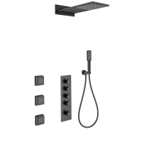 Душевая система с термостатом встраиваемая WONZON & WOGHAND, Черный матовый (WW-D4100-MB)