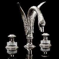 Devon&Devon Excelsior Swan Смеситель для раковины на 3 отверстия, донный клапан. Цвет: блестящий никель.