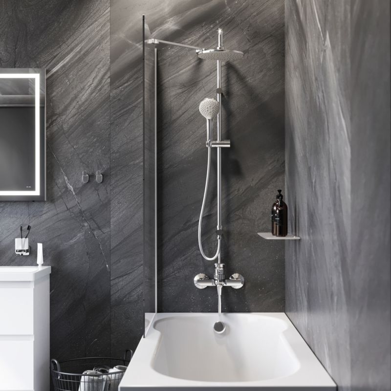 Комплект акриловой ванны AM.PM X-Joy 170х70 WK88ED без гидромассажа с душевой системой со шторкой и аксессуарами Комплект акриловой ванны AM.PM X-Joy 170х70 WK88ED без гидромассажа с душевой системой со шторкой и аксессуарами