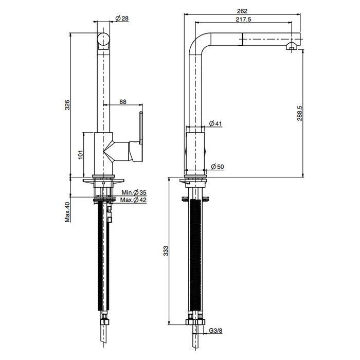 Fima Carlo Frattini Kitchen Смеситель для кухни, на 1 отв., с выдвижной лейкой, цвет: хром