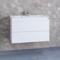 Тумба под раковину Санта Марс 80 см, 700186е, 2 ящика, подвесная, белый ум. Elen 80 литой мрамор)