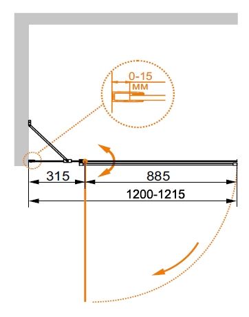 Шторка на ванну Cezares ECO-O-V-11-120/140-C-Cr профиль Хром стекло прозрачное