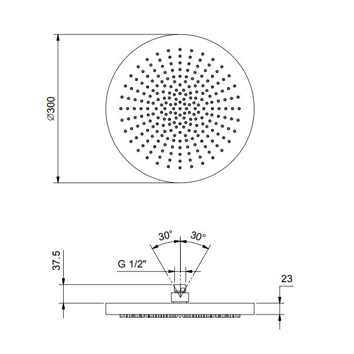 FANTINI Верхний душ Ø300 мм., цвет Nickel PVD