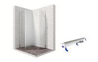 Душевой уголок Ambassador Diamond 12011111R-ST3, пятиугольный, линейный трап, 90х90