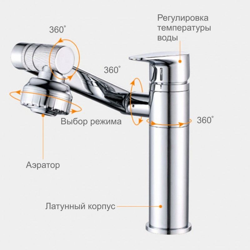 Смеситель для кухни FASHUN A4017, хром