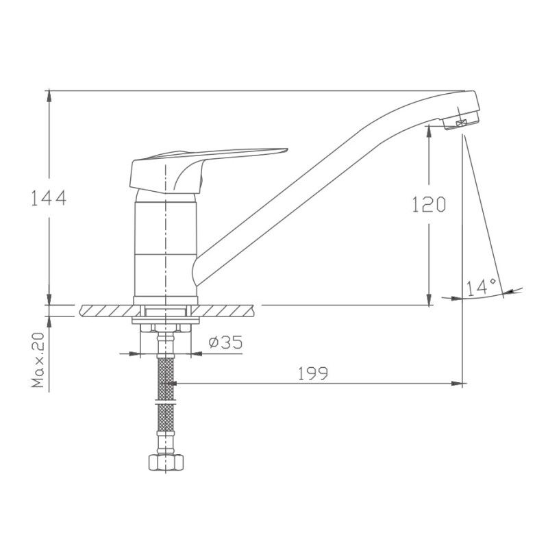 Смеситель для кухни Haiba HB4937, хром