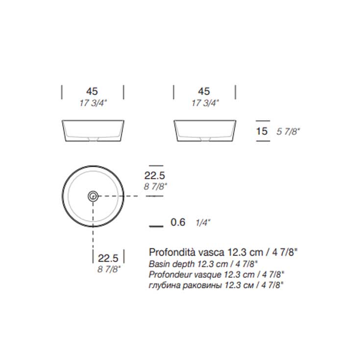 MILLDUE  Раковина чаша  KEEL 45  из CRISTALPLANT ,45х16 см, без отв для смесителя, цвет белый матовый