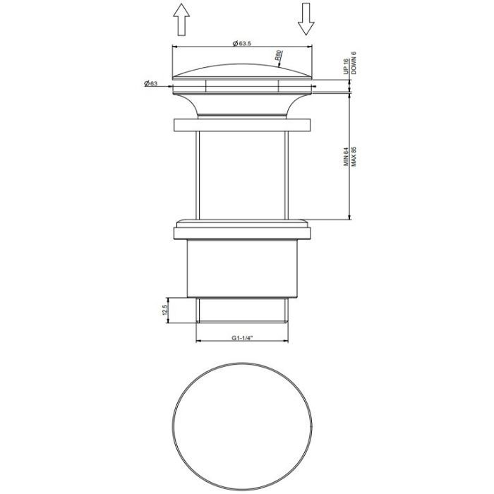 Gessi  Автоматический донный клапан “Stop&Go” для раковины без перелива, цвет: хром