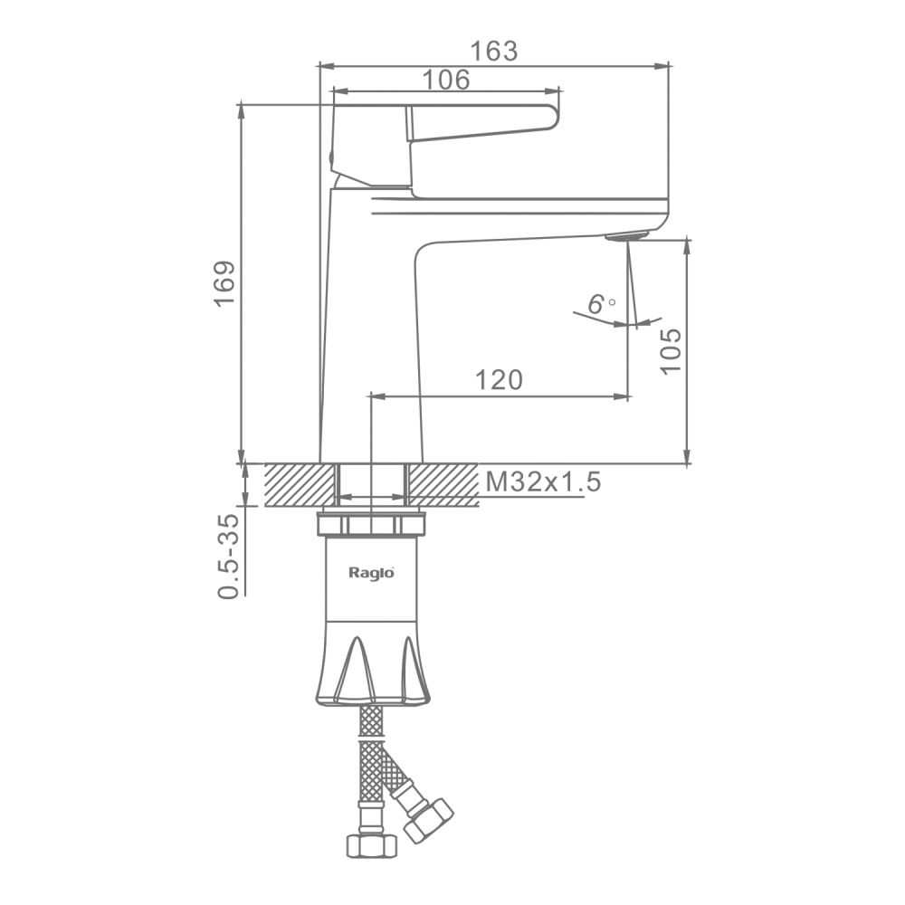 Смеситель для раковины Raglo R32.10.09, графит