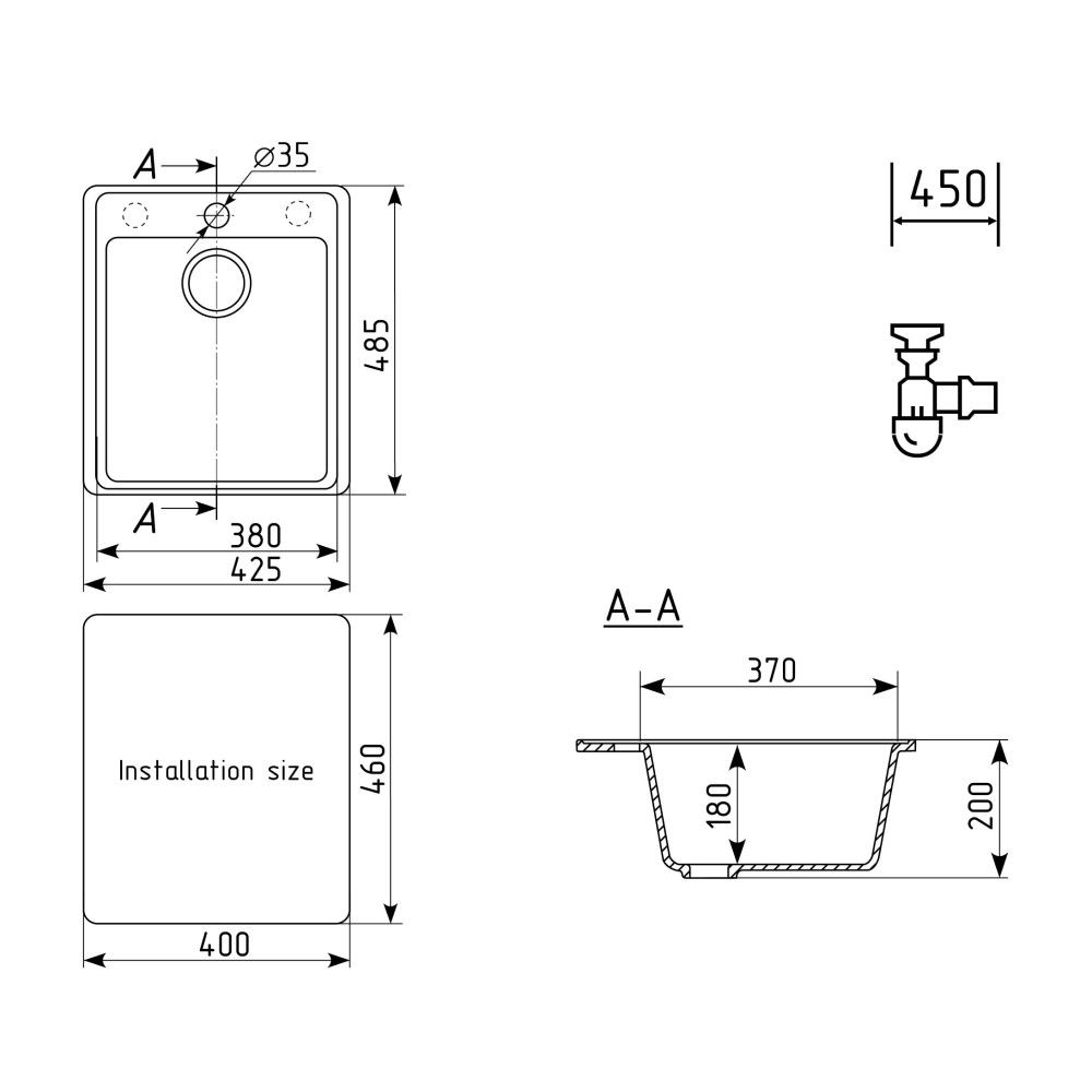 Кухонная мойка Ulgran Quartz Forte 425-09, мокрый асфальт, артикул Forte 425-09