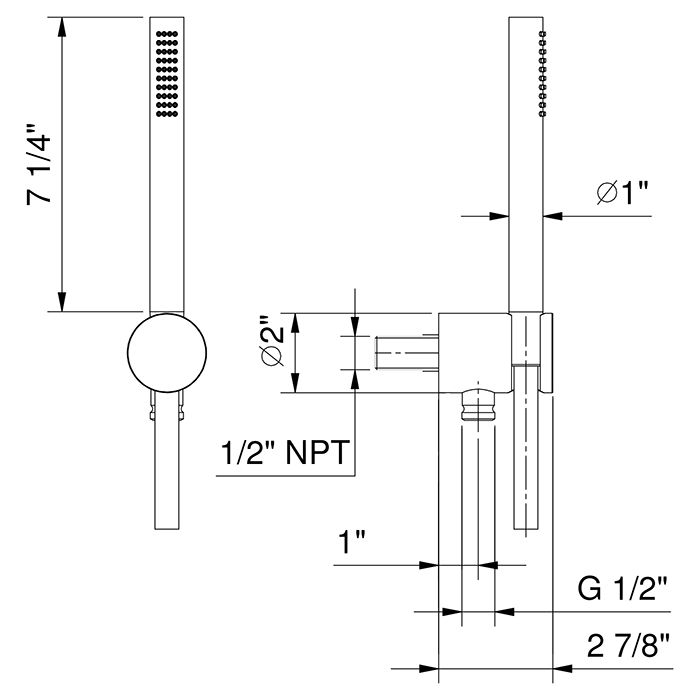Fantini AF/21 Душевой набор: вывод воды 1/2”, шланг 150 см, ручная лейка FIT, держатель для лейки, цвет: Matt British Gold PVD