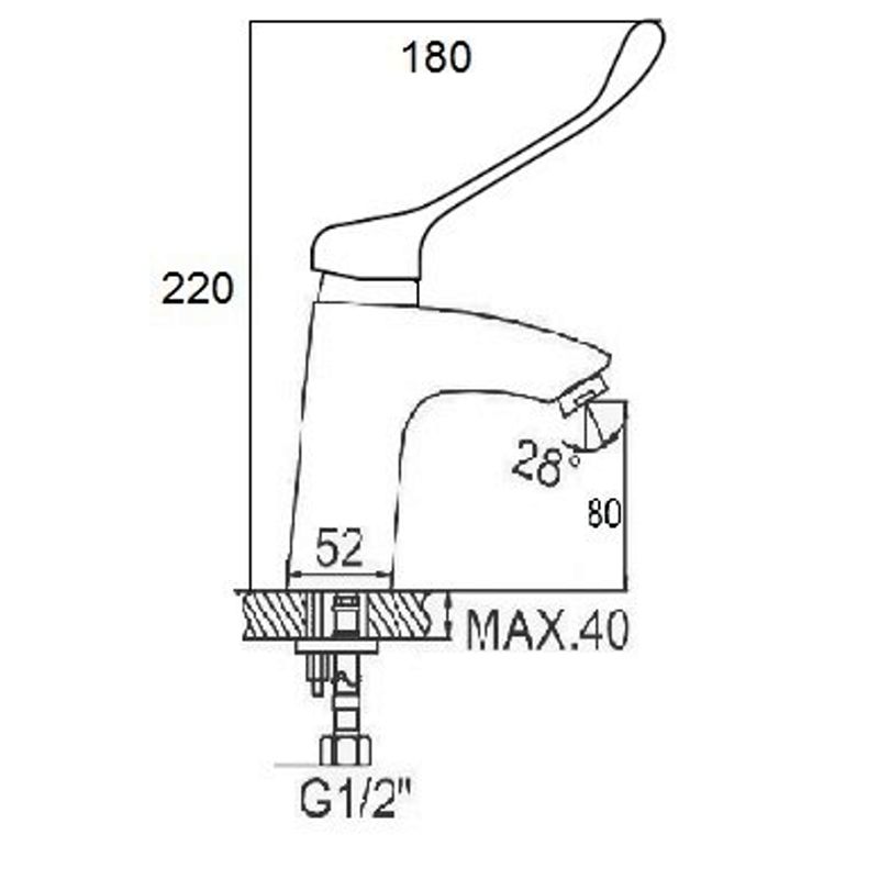 Смеситель для раковины с хирургической ручкой D-Lin D110427-6, хром