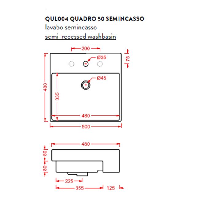 Artceram QUADRO Semincasso Раковина накладная полувстраиваемая 50х48 см, с 1 отв под смеситель, со слив переливом, цвет белый. Artceram QUADRO Semincasso Раковина накладная полувстраиваемая 50х48 см, с 1 отв под смеситель, со слив переливом, цвет белый.