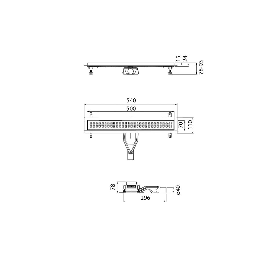 Лоток душевой, сифон 360, комбинированный затвор, перфорированная решетка, 500мм, черный, IDDIS, 975B5BL20DZ, артикул 975B5BL20DZ