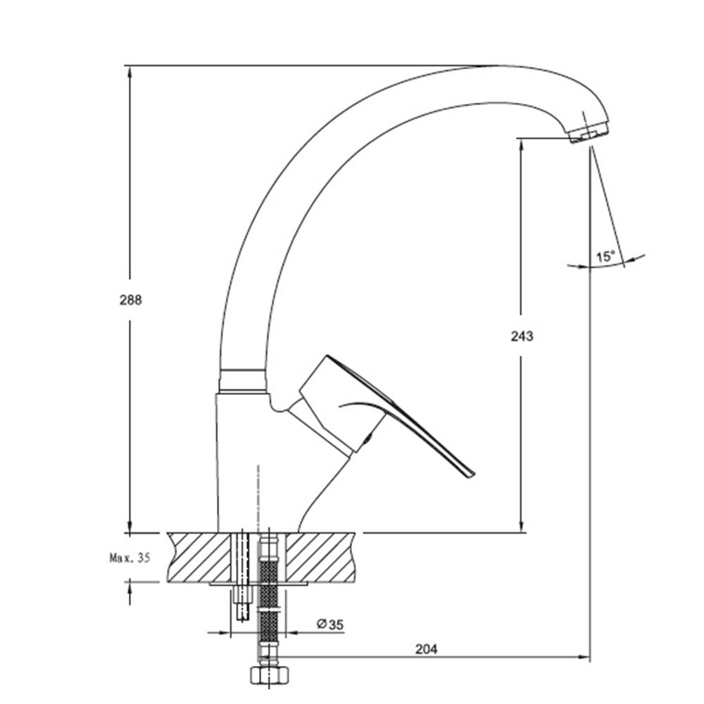 Смеситель для кухни GranFest 1024, топаз