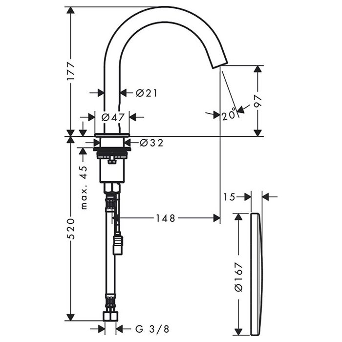 AX MyEdition Скрытая часть для электронного смесителя для раковины AX MyEdition Скрытая часть для электронного смесителя для раковины