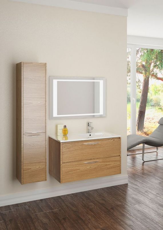 Тумба с раковиной SanVit Мэри-2 90 R kmery902 с фактурой под дерево подвесная Шелк Сталь Тумба с раковиной SanVit Мэри-2 90 R kmery902 с фактурой под дерево подвесная Шелк Сталь