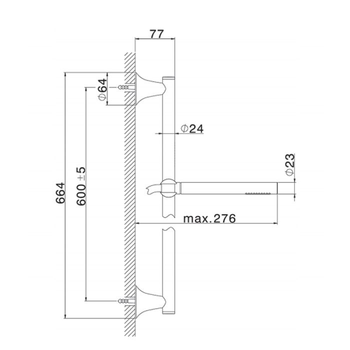 CISAL Vita Душевой гарнитур штанга L=664мм, шланг и ручной душ 1 режим,  цвет хром
