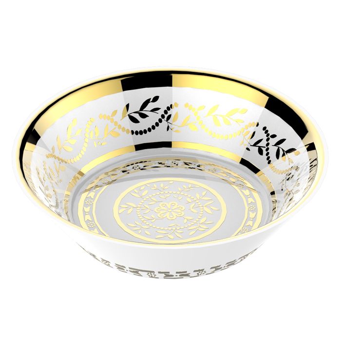 THG MARQUISE NOIR DECOR OR Блюдо керамическое ø130 мм., настольное, декор черный/золото, цвет белый THG MARQUISE NOIR DECOR OR Блюдо керамическое ø130 мм., настольное, декор черный/золото, цвет белый