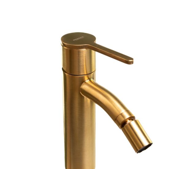 Emmevi Filobrass, однорычажный (со стержнем) смеситель для биде с донным клапаном click-clack, цвет зачищенное золото
