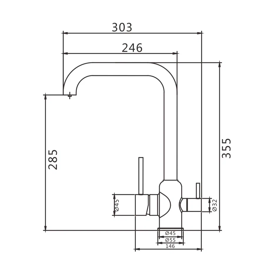 Смеситель для кухни с подключением фильтра Shevanik S268, хром