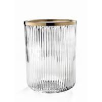 Урна, 3SC, Elegance, без крышки, ширина, мм-200, глубина, мм-200, высота, мм-280, тип установки-напольный, материал-хрусталь, цвет-латунь сатинированная матовая