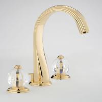 THG MANDARINE CRISTAL CLEAR Смеситель для раковины на 3 отверстия, с донным клапаном, цвет полированное золото