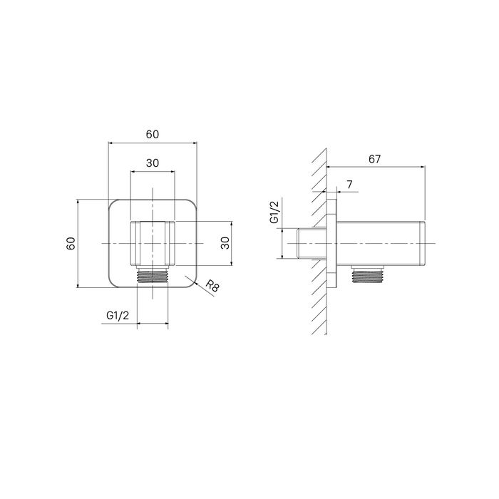 Выход для душа с держателем, латунь, черный матовый, Slide, IDDIS, (SLI60BBi62), артикул SLI60BBi62