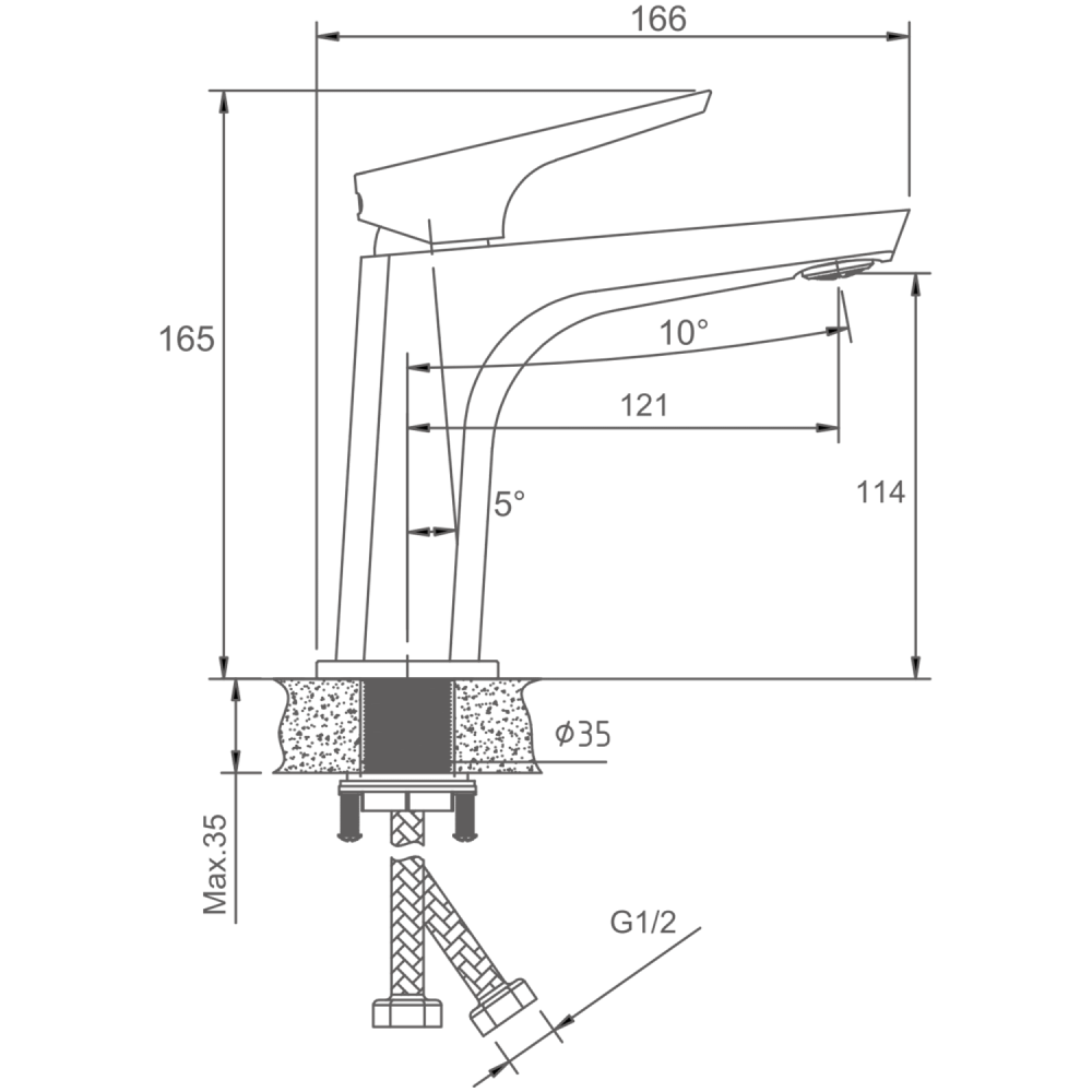 Смеситель для раковины HAIBA оружейная сталь (HB10726-3), артикул HB10726-3