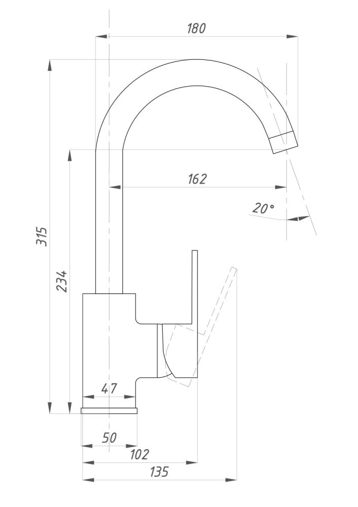 Смеситель для кухни  ПСМ-Профсан Серия-700 (PSM-700-3) тип См-МОЦБА, артикул PSM-700-3