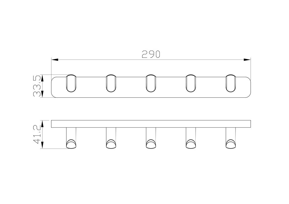 Вешалка с 5 крючками для ванной WONZON & WOGHAND GRAFFITY, Брашированный никель (WW-9355-BN)