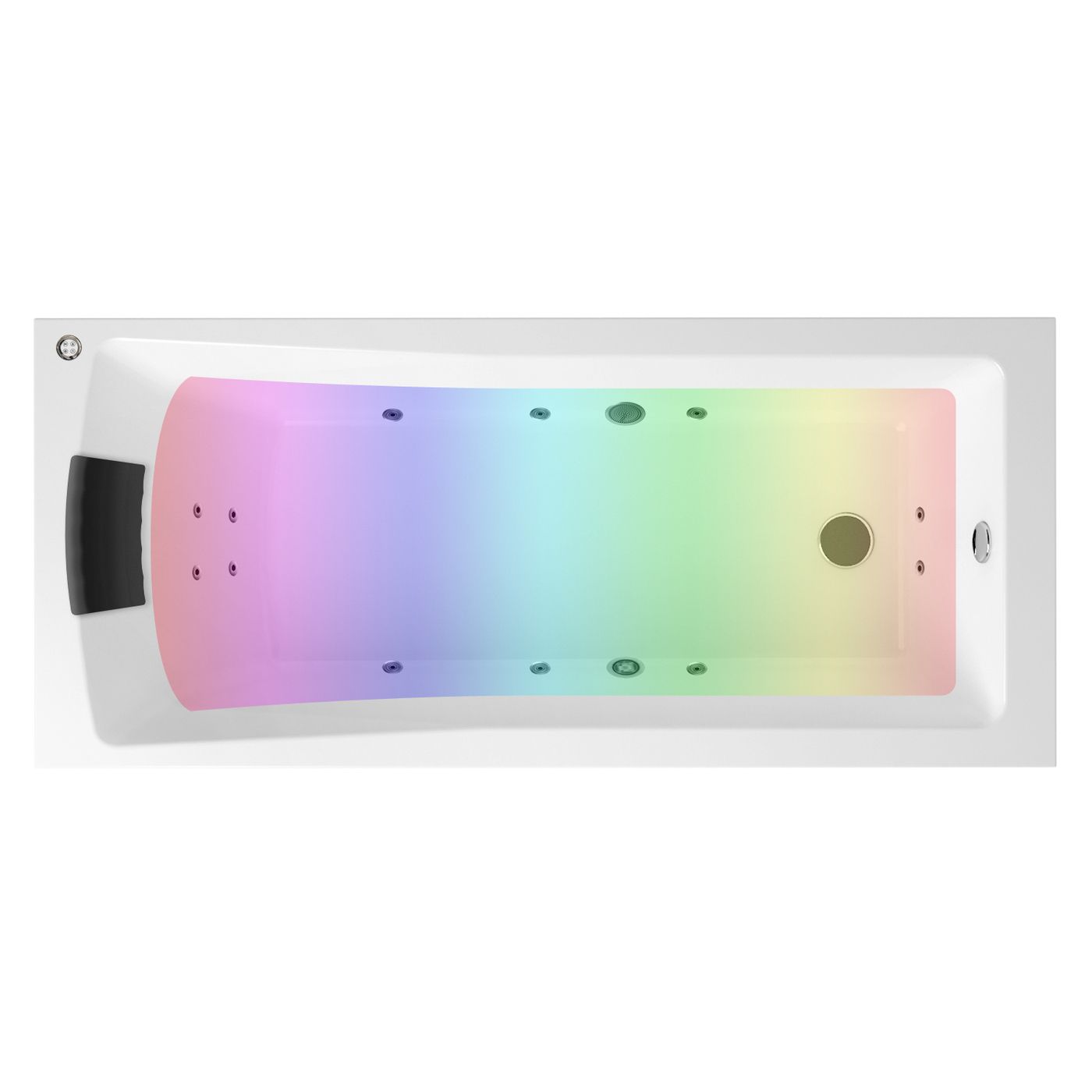 Гидромассажный комплект с хромотерапией 5 в 1 Lavinia Boho One 36065H0C, акриловая ванна 160x70 см, каркас с монтажным набором, подголовник, хромотерапия, гидромассаж