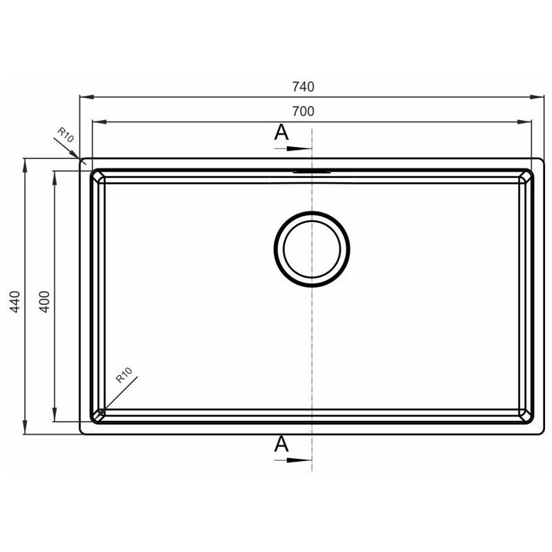 Кухонная мойка Florentina ОПТИМА-HM OHM.700.400.В.10.S.10, нержавеющая сталь, артикул OHM.700.400.B.10.S.10