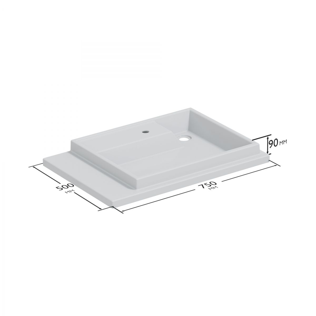 Раковина над стиральной машиной "Юпитер 750*500" левый, ш/гл без кронштейнов