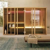 Effegibi Yoku SH Glass Сауна&Хаммам 342x170h214см, в нишу, цвет: сауна чёрный орех/Calacatta Gold Extra