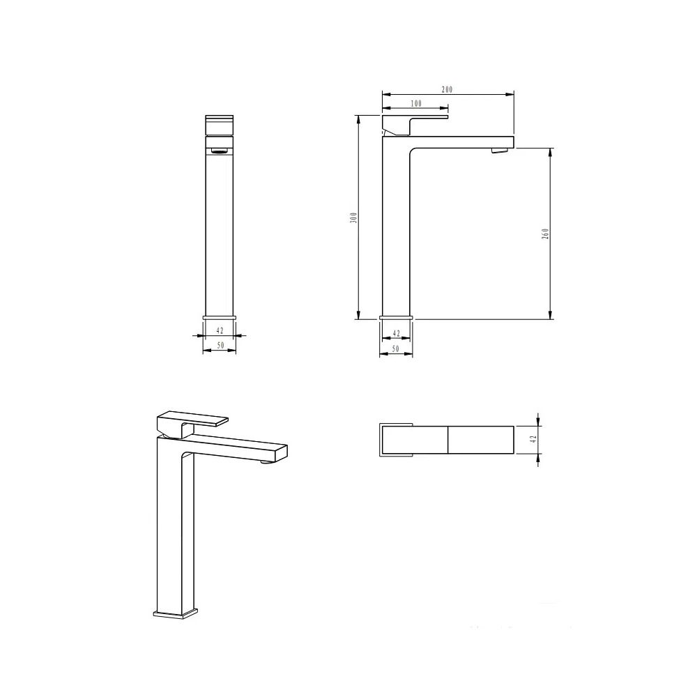 Смеситель для раковины высокий FILARETE Fing FL6040MG, матовое золото