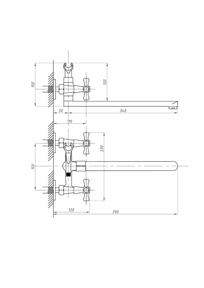 Смеситель для ванны с душем ПСМ-ПРОФСАН PSM-159-75 ЕВРО тип См-ВУДРНШлА, артикул PSM-159-75
