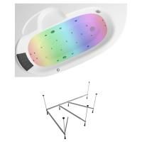 Гидро-аэромассажный комплект с хромотерапией 6 в 1 Lavinia Boho Bell Pro 36137HAC, акриловая ванна 140x95 см (левый разворот), каркас с монтажным набором, подголовник, хромотерапия, аэромассаж, гидромассаж