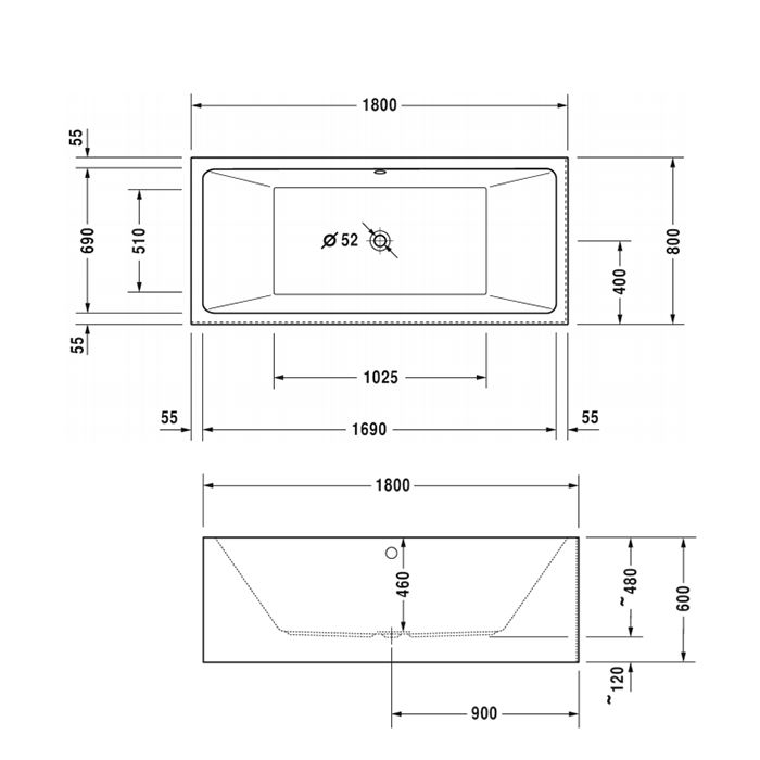 Duravit Vero Air Ванна 1800x800мм,угол слева, с бесшовной акриловой панелью и рамой, с 2 накл для спины,  Цвет белый
