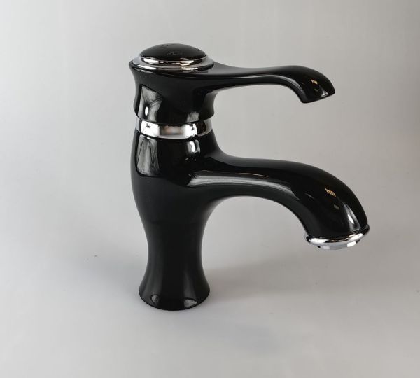 Emmevi Tiffany, однорычажный смеситель для раковины (излив 12 см), с донным клапаном, цвет черный-хром