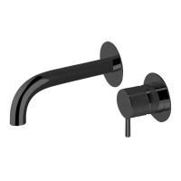 Смеситель для раковины, Cisal, Nuova Less, тип открывания воды-однорычажный, тип установки-встраиваемый, отверстия для монтажа-2, вынос излива, мм- 200 мм, внутренняя часть-необходимо заказать, цвет-чёрный матовый