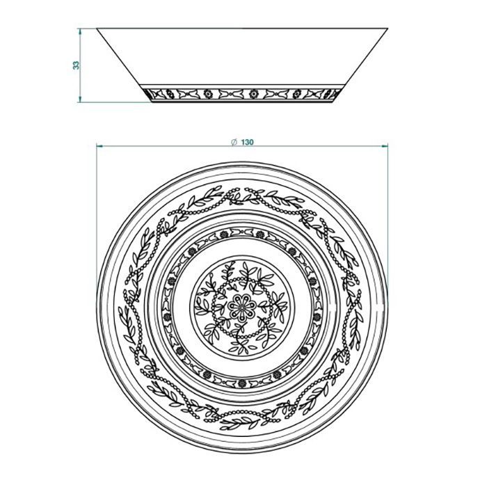 THG MARQUISE BLANC DECOR PLATINE Блюдо керамическое ø130 мм., настольное, декор платина, цвет белый, артикул A7G-A02-4615