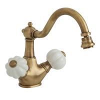 OLIVIA Смеситель для биде, донный клапан "click-clack", бел./бронза