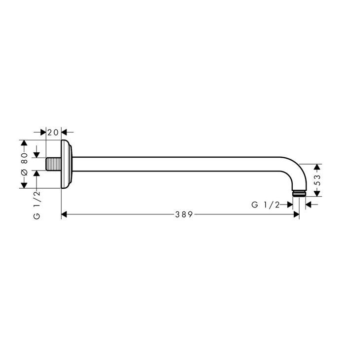 AX Montreux Держатель душа Classic 389 мм, ½, цвет: полированное золото