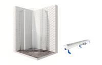 Душевой уголок Ambassador Nord 13011102-ST13, полукруглый, линейный трап, 100х100