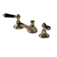 Devon Black Dandy Смеситель для раковины на 3 отв., с донным клапаном, c ручками черными, цвет: золото светлое