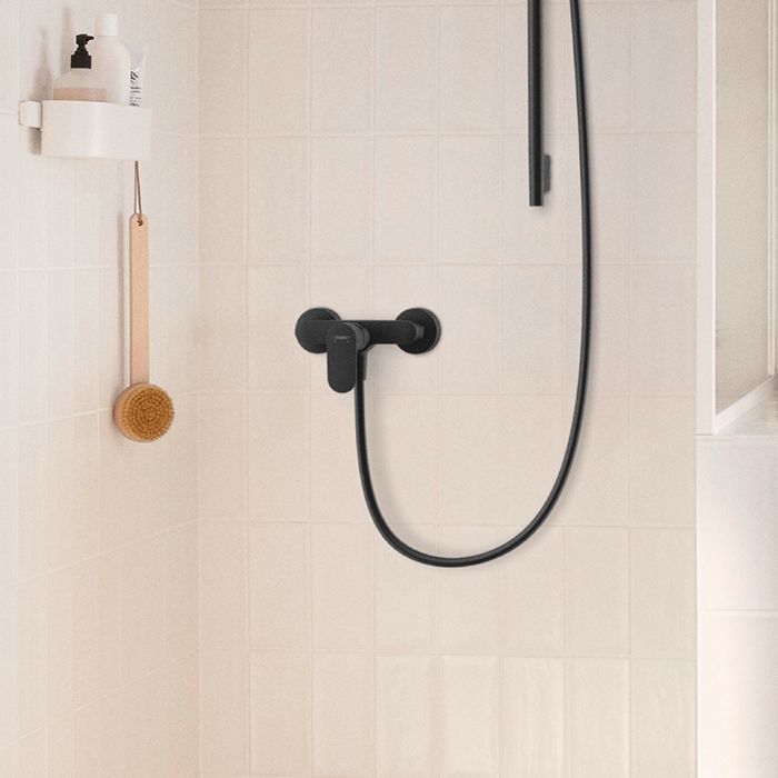 Смеситель для душа, Hansgrohe, Rebris S, тип открывания воды-однорычажный, тип регулирования воды-керамический картридж, монтаж-настенный, отверстия для монтажа-2, цвет-черный матовый Смеситель для душа, Hansgrohe, Rebris S, тип открывания воды-однорычажный, тип регулирования воды-керамический картридж, монтаж-настенный, отверстия для монтажа-2, цвет-черный матовый
